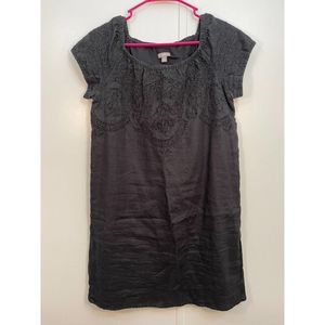 J Jill 100% Linen Eyelet Design Black Shift Dress Women’s Sz Small Petite Boho